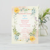 Yellow and Pink Floral Wedding Program Programmakaart (Staand voorkant)