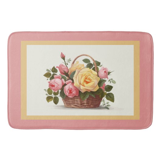 Yellow And Pink Roses Bath Mat (Voorkant)
