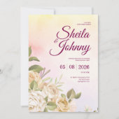 Yellow and Pink Watercolor Elegance Wedding Kaart (Voorkant)