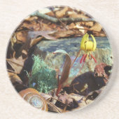 Yellow and Plum Trout Lily en Snagel Shell Zandsteen Onderzetter (Voorkant)