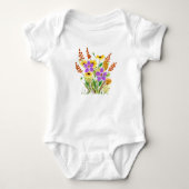 Yellow and Purple Flowers Baby Girl Romper (Voorkant)