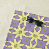 Yellow and purple geometric floral patterned  strandlaken (In situ)