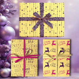 Yellow and Purple Pop Art Holiday Inpakpapier Vel