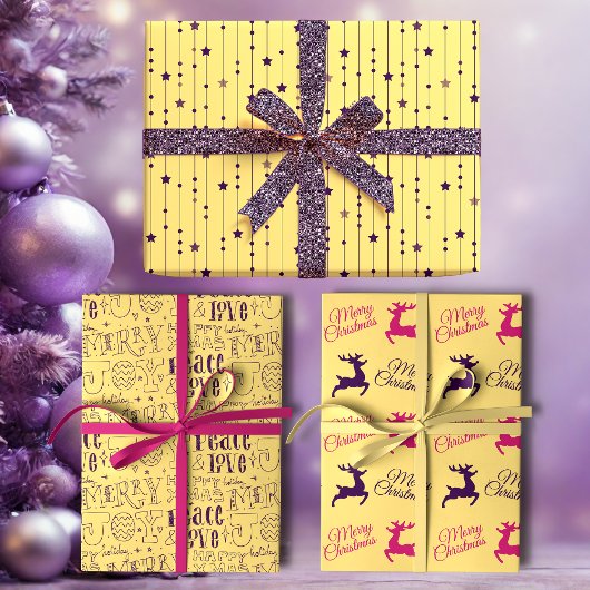 Yellow and Purple Pop Art Holiday Inpakpapier Vel