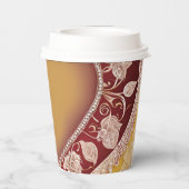 Yellow and red floral patterns AI art  Papieren Bekers (Achterkant)