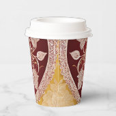 Yellow and red floral patterns AI art  Papieren Bekers (Rechts)