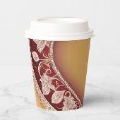 Yellow and red floral patterns AI art  Papieren Bekers (Voorkant)