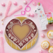 Yellow and red floral patterns AI art  Papieren Bordje (Feest)