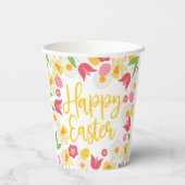 Yellow and Red Spring Floral Easter Brunch Papieren Bekers (Achterkant)