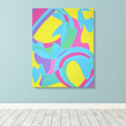 Yellow and Turquoise Motion Abstract Canvas Print (Insitu (Houten vloer))