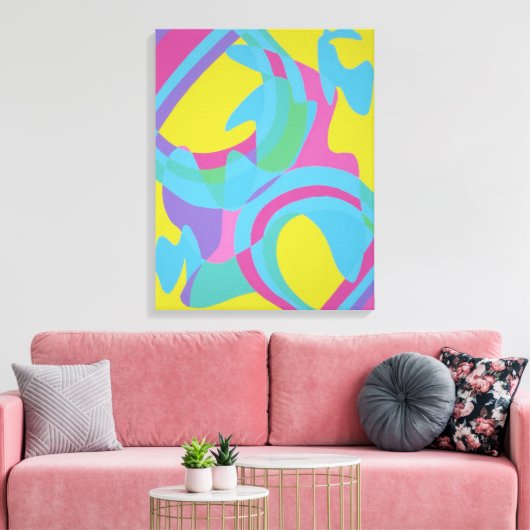Yellow and Turquoise Motion Abstract Canvas Print (Insitu (Woonkamer))