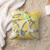 Yellow and White Bicycle Love Pillow Kussen (Deken)