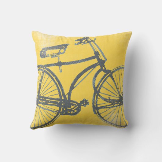 Yellow and White Bicycle Love Pillow Kussen (Achterkant)