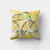 Yellow and White Bicycle Love Pillow Kussen (Voorkant)