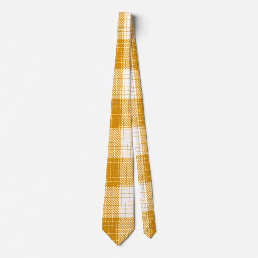 Yellow and White Bold Checkered Plaid Design  Stropdas (Voorkant)