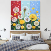 Yellow and White Dandelions  Canvas Afdruk (Insitu (Slaapkamer))
