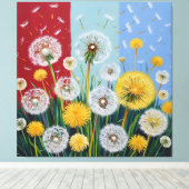 Yellow and White Dandelions  Canvas Afdruk (Insitu (Houten vloer))