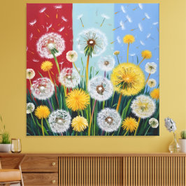 Yellow and White Dandelions  Canvas Afdruk