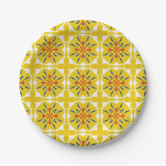 yellow and white geometric pattern papieren bordje (Voorkant)