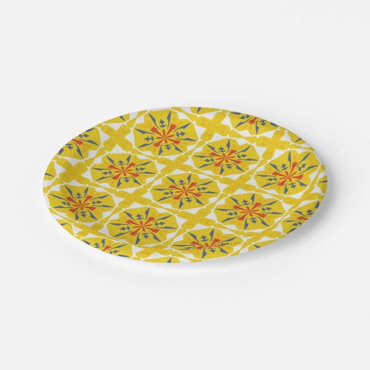 yellow and white geometric pattern papieren bordje (Gekanteld)