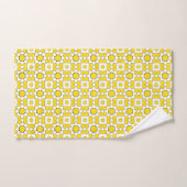 Yellow and white geometric patterned  bad handdoek (Handdoek)
