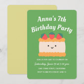 Yellow and White Sponge Cake Birthday Party Kaart (Voorkant / Achterkant)