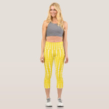 Yellow and Yellow Polka dot High Waisted Capris
