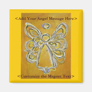 Yellow Angel Art Magnet met Gepersonaliseerd boods