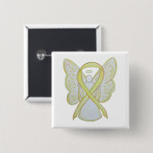 Yellow Angel Awareness Ribbon Art Pins Vierkante Button 5,1 Cm (Voorkant /achterkant)