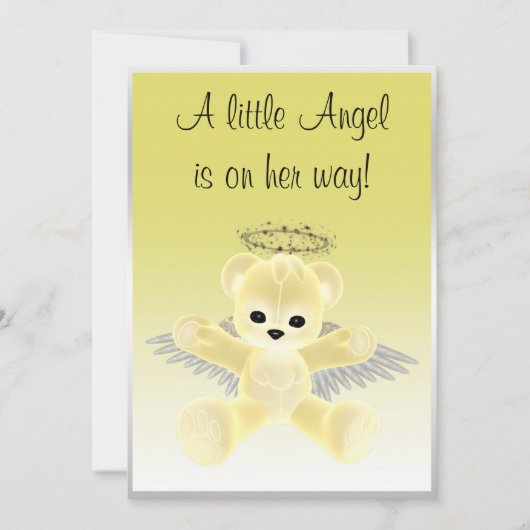 Yellow Angel Teddy Bear Baby shower Kaart (Voorkant)