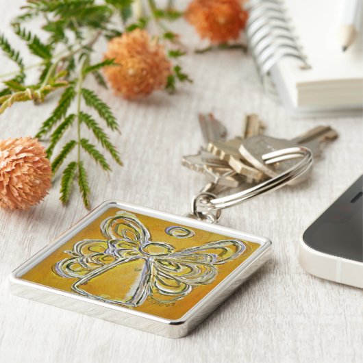 Yellow Angel Wings Sleutelhanger (Zijkant)