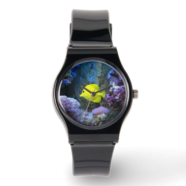Yellow Angelfish en koraal foto Horloge (Voorkant)