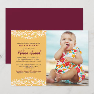 Yellow Annaprashana First Rice Ceremony Kaart