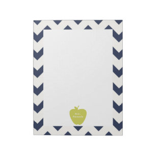 Yellow Apple Navy Chevron Teacher Notitieblok