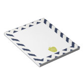 Yellow Apple Navy Chevron Teacher Notitieblok (Schuin)