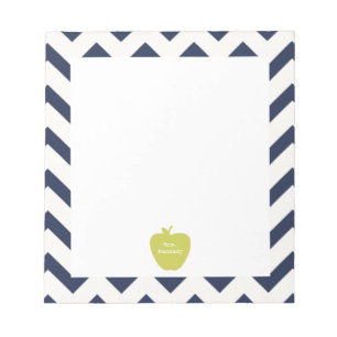 Yellow Apple Navy Chevron Teacher Notitieblok