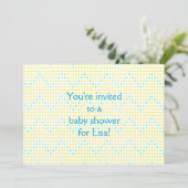 Yellow Aqua Chevron Stippen Baby Shower Invitation Kaart (Staand voorkant)