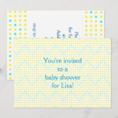 Yellow Aqua Chevron Stippen Baby Shower Invitation Kaart (Voorkant / Achterkant)