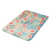 Yellow Aqua Pink Peach Hibiscus Floral Badmat (Gekanteld)