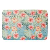  Yellow Aqua Pink Peach Hibiscus Floral  Badmat (Voorkant)