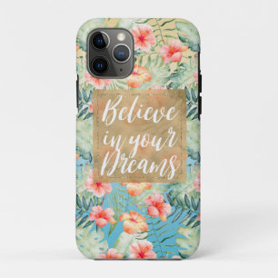  Yellow Aqua Pink Peach Hibiscus Floral Gold Dream Case-Mate iPhone Case