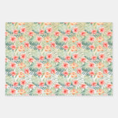 Yellow Aqua Pink Peach Hibiscus Floral Inpakpapier Vel (Voorkant 3)