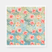 Yellow Aqua Pink Peach Hibiscus Floral Servet (Voorkant)