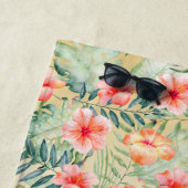 Yellow Aqua Pink Peach Hibiscus Floral Strandlaken (In situ)