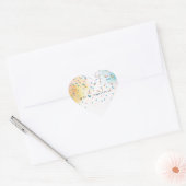 Yellow Aqua Tie Dye Roze Gouden Confetti Hart Sticker (Envelop)