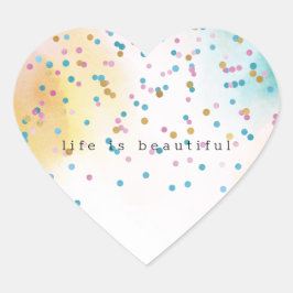 Yellow Aqua Tie Dye Roze Gouden Confetti Hart Sticker