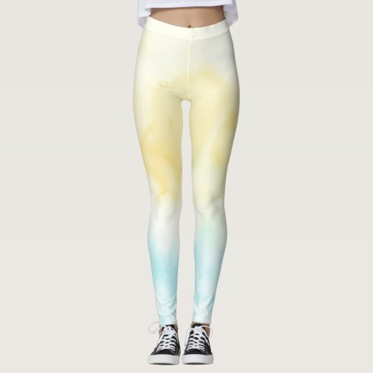 Yellow Aqua Waterverf Leggings (Voorkant)