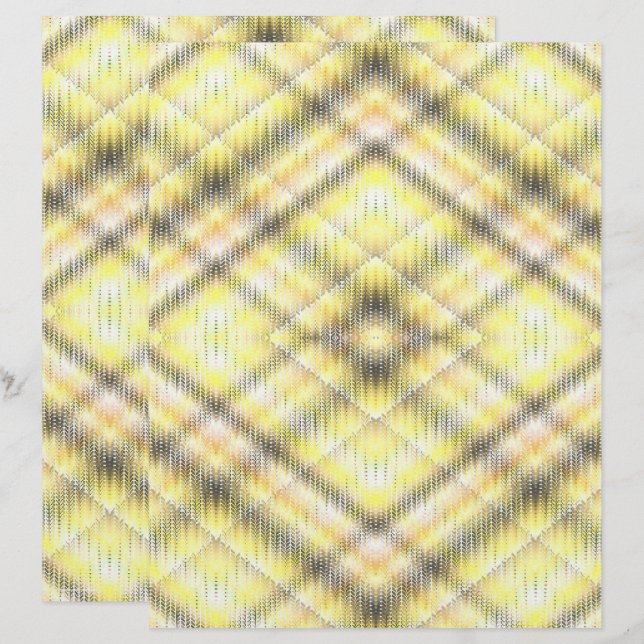 Yellow Argyle Scrapbook Paper 2-Sided Page (Voorkant / Achterkant)
