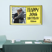Yellow Art Deco 30th Photo Birthday Spandoek (Beurs)