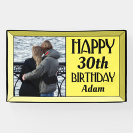 Yellow Art Deco 30th Photo Birthday Spandoek